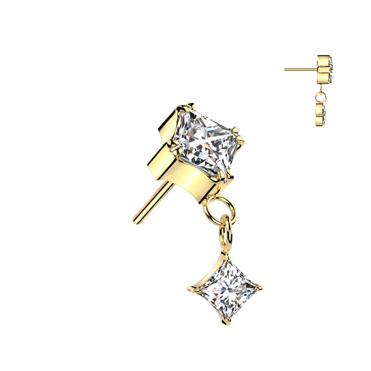 Square Diamond Dangle Stud