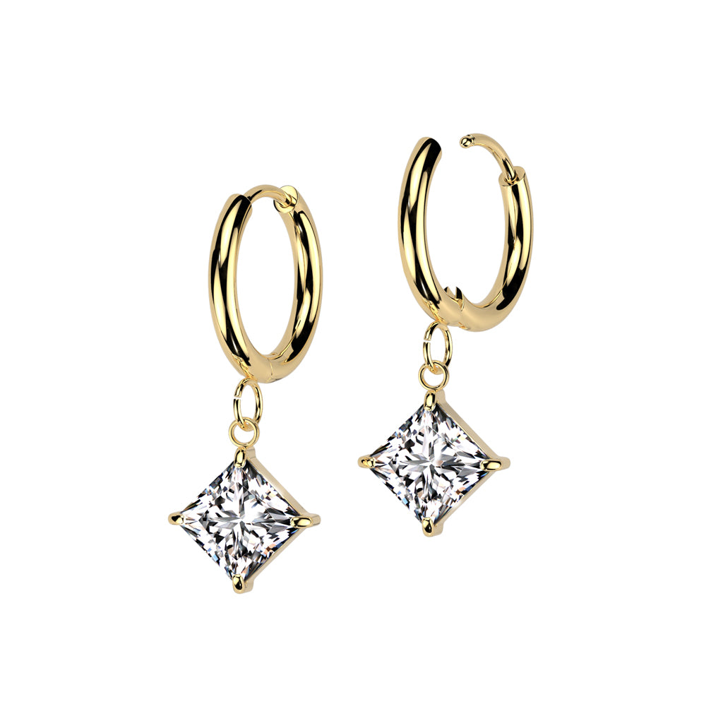 Diamond Dangle Hoops