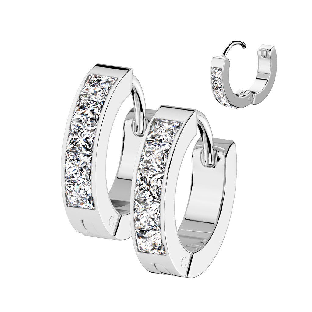 Thick Diamond Hoops